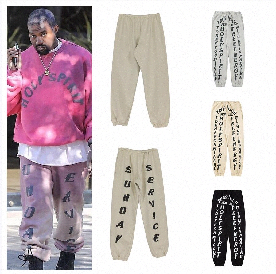 

European and American Kanye west pant plus velvet Men's Loose letter print jeans men fashion large size Capris casual handsome wear couple pants, Black
