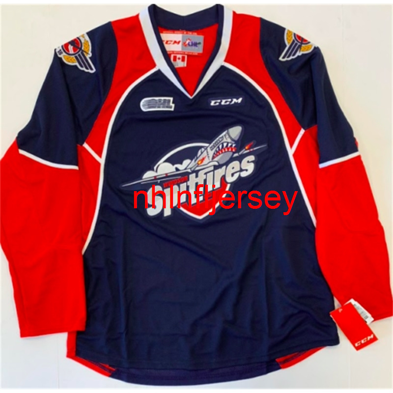 

Stitched New CCM Windsor Spitfires Hockey Jersey OHL custom any name number, Blue