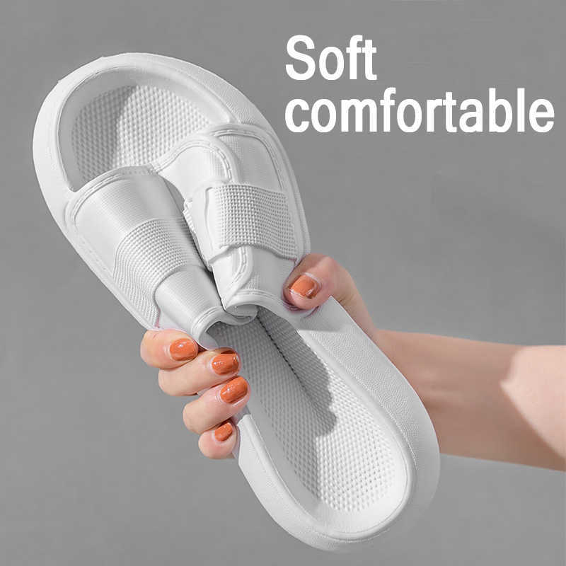 

Summer Women Slippers Shoes Flat Man Slippers 2021 Casual Comfortable Indoor Light Non-slip Thick Bottom Couple Shoes Large Size H0827, Black