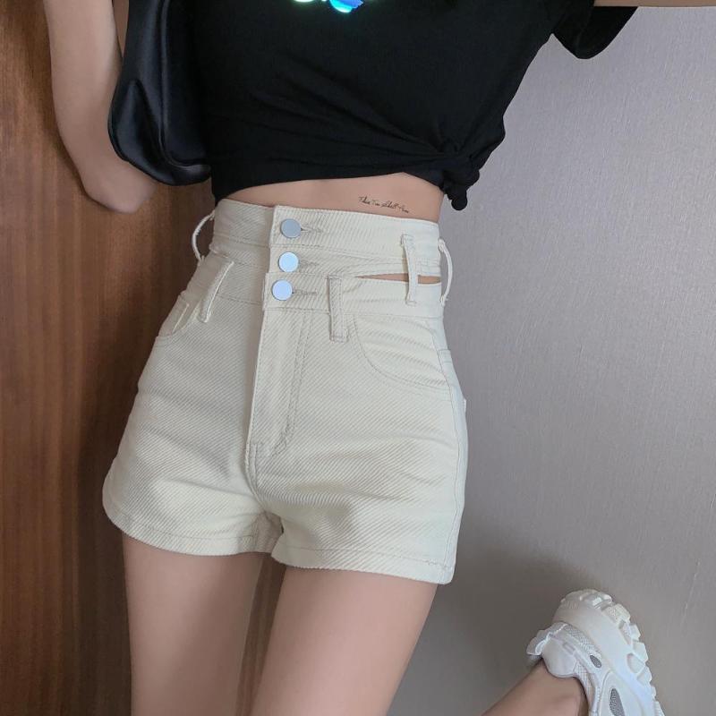 

Women' Shorts High Waist Woman 2021 Summer Casual Vintage Wide Leg Short Jeans Women Harajuk Green Blue Denim U406, Black