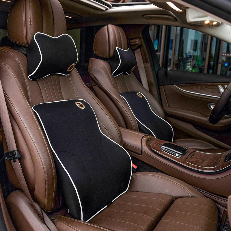 

Seat Cushions Car Lumbar Support Sponge Mat Backrest Cushion Headrest Set For