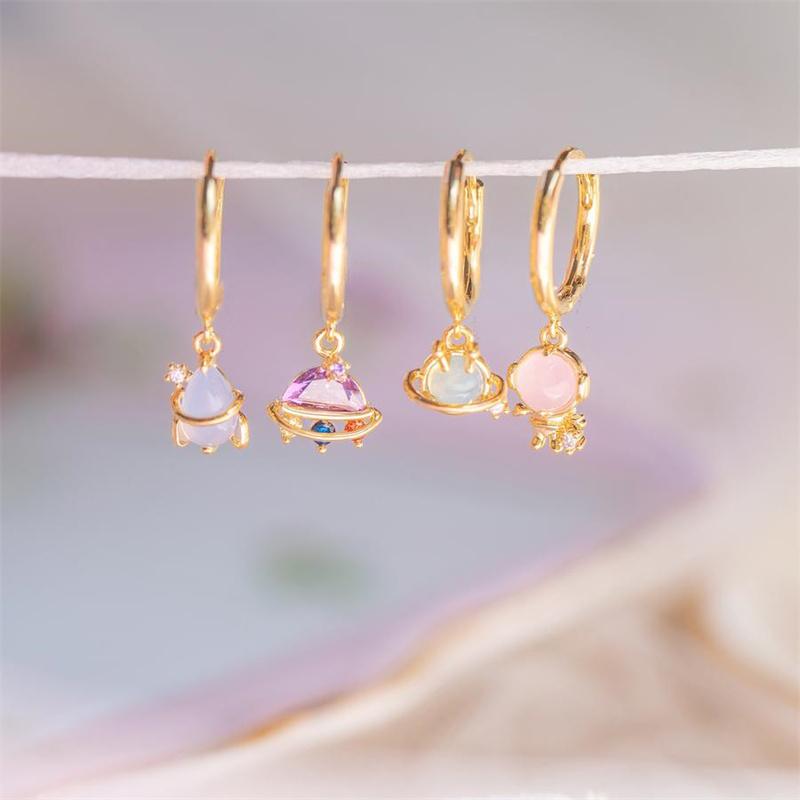 

Hoop & Huggie CANNER 2021 Space+Forest Animals 1PCS Stud Earring Copper Small Cute Dinosaur Rocket Pendant Earrings For Women Girl