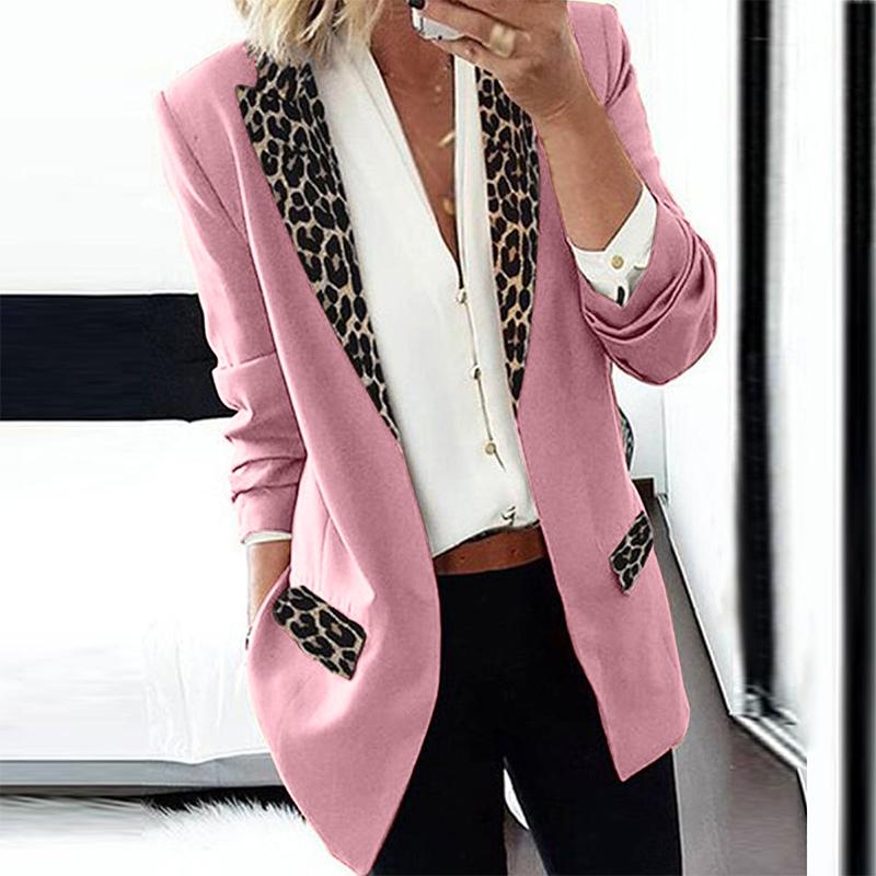 

Women' Suits & Blazers Fashion Trend Women Lapel Leopard Print Long Sleeves Suit Jacket Elegant Fall Winter Office Lady Cardigan Coat Casua, Khaki