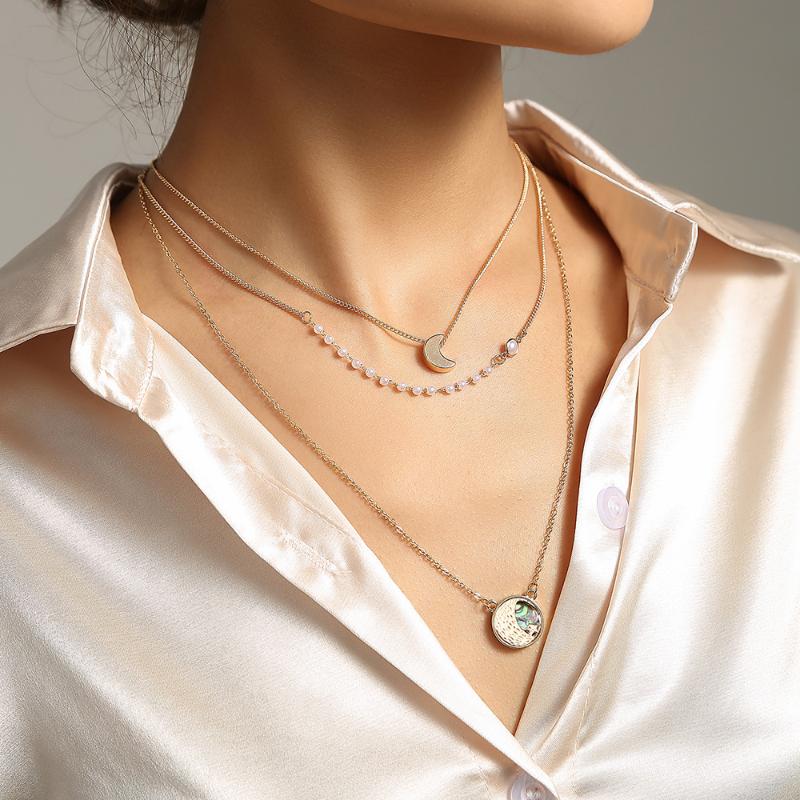 

Chokers Wholesale INS Women's Necklace Accessories Fashion Personality Five-Pointed Star Moon Multi-Layer Jewelry Female