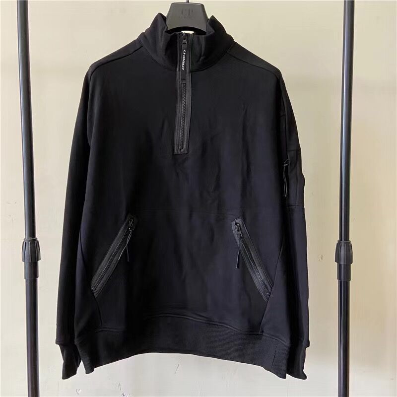 

One lens logo hoodies casual outdoor 1/4 zipper sweatshirts fashion brand pullover jogging hooded men tracksuit black grey blue size M-XXL, Gray