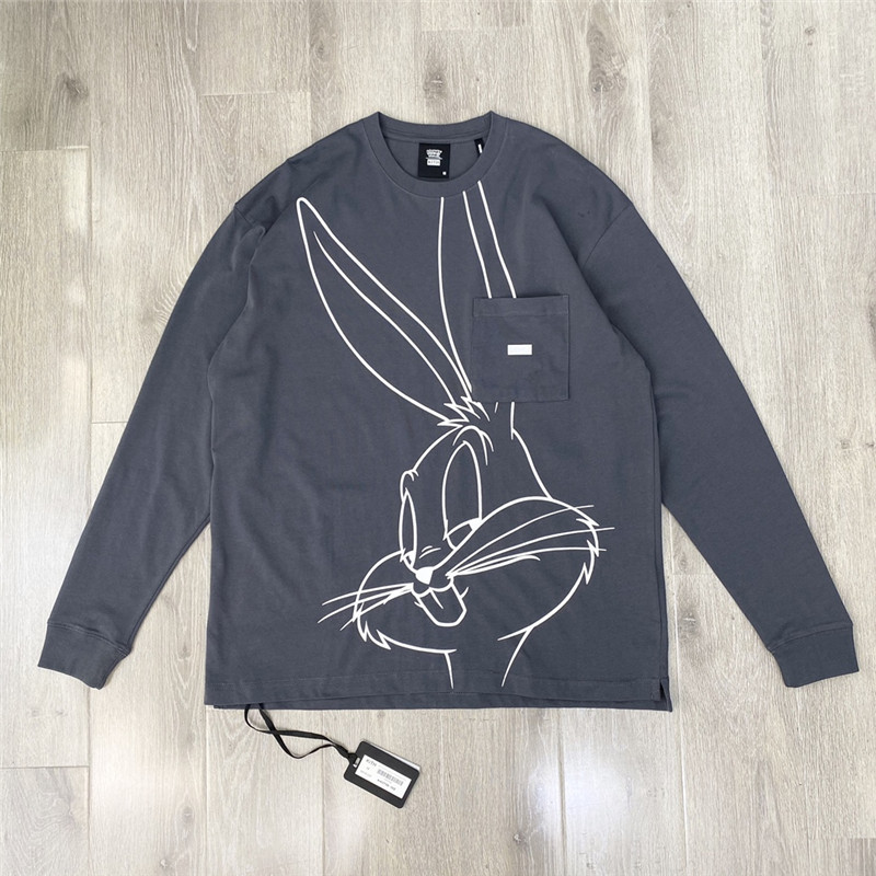 

Long Sleeve T-shirt Men Women 1 Quality Pocket Tee Big Print Tops, White;black