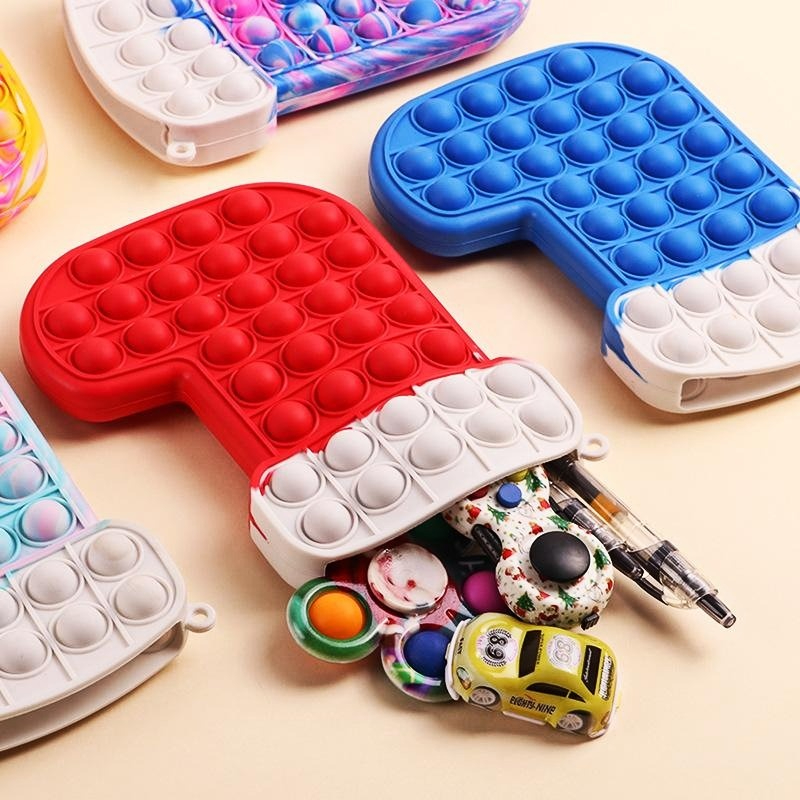 

New Christmas Stocking Pop Popet Silicone Push Bubble Toy Kids Sensory Stress Reliever Children Christmas Toys Fidget Toys Gifts