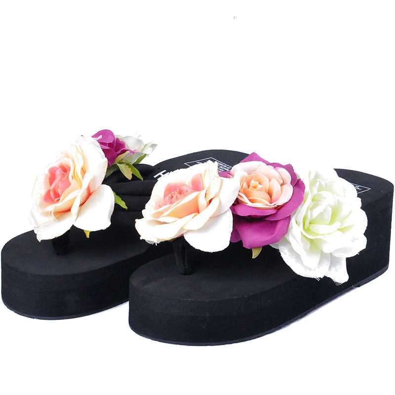 

Slippers Summer Korean flower lady sandal muffin and herringbone women's shoes KSV2, 1# shoe box