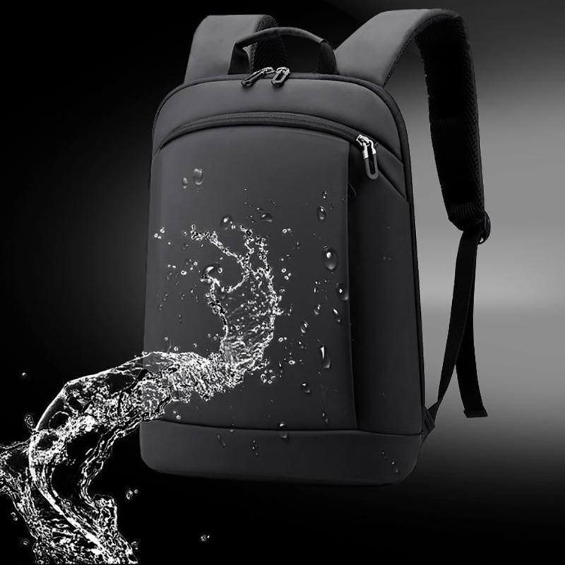 

Backpack IKE MARTI Light Laptop Men 15.6 Inch Office Work Women Backpacks Business Bag Unisex Black Slim Back Pack, 049 black