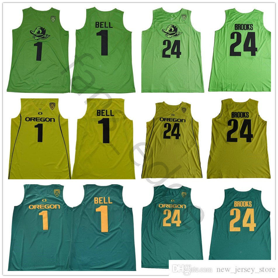 

NCAA Oregon Ducks College #24 Dillon Brooks Jersey Stitched Electric Green Yellow Stitched #1 Bell University Basketball Jerseys, Multi
