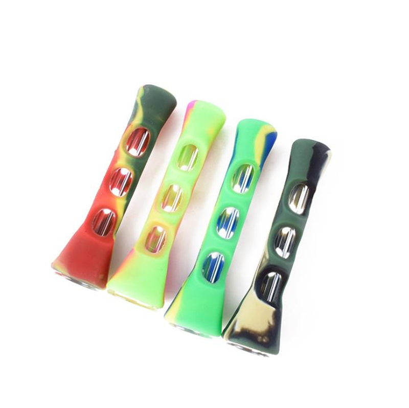 

Portable Mini Silicone Smoking Pipe 3.4 inches Cigarette Hand Pipes Glass Bongs Tobacco Pipe Cigarettes Holder