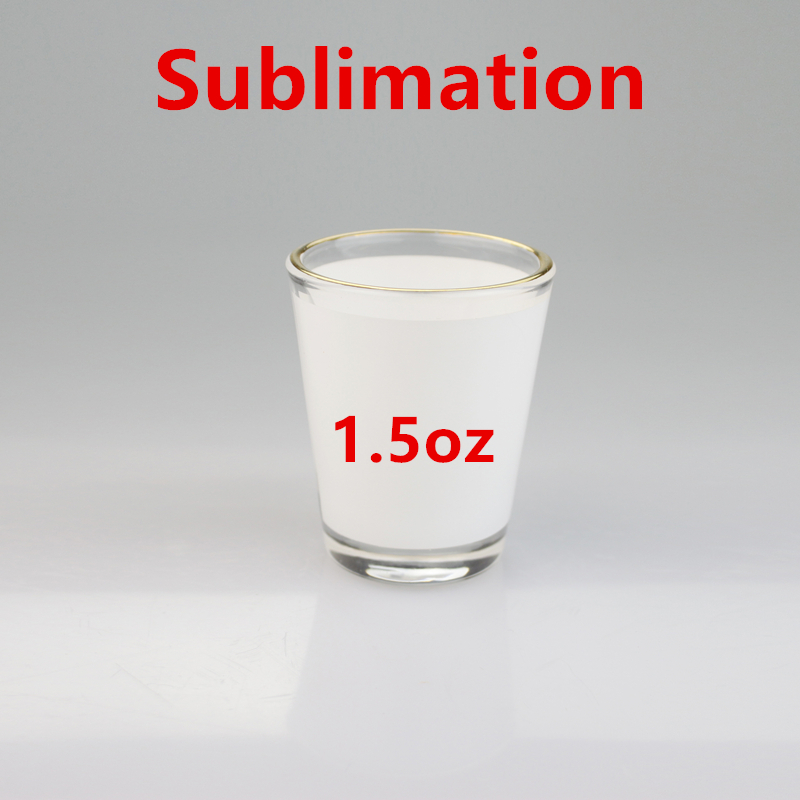

Wholesale! 1.5oz Sublimation Shot Glass 144pcs Per Carton 50ml White Blank Wine Glasses Golden Edge Cup Heat Transfer Drinking Mugs A12