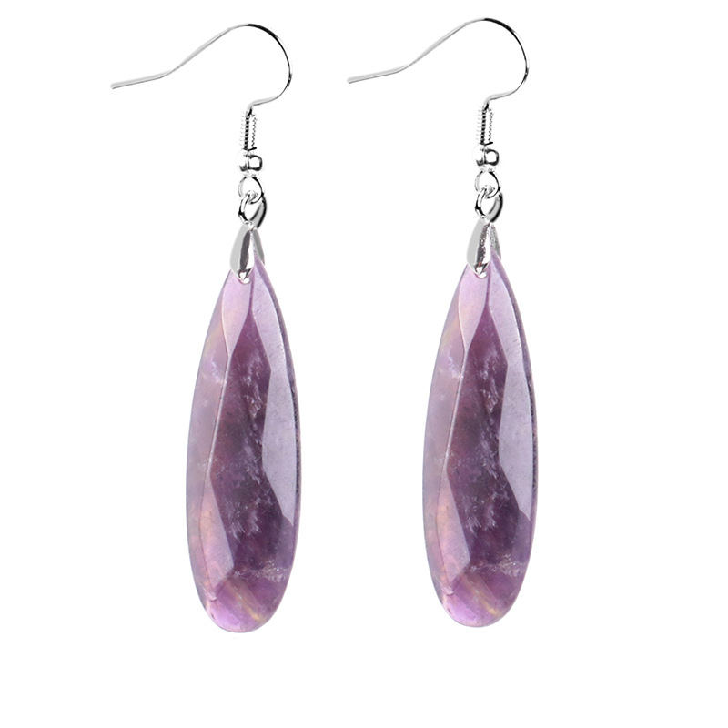 

CSJA Natural Stone Earrings Reiki Gem Stone Beads Dangle Hook Drop Earring Vintage Polygon 5 Color for Female Jewelry Gift 1645 V2