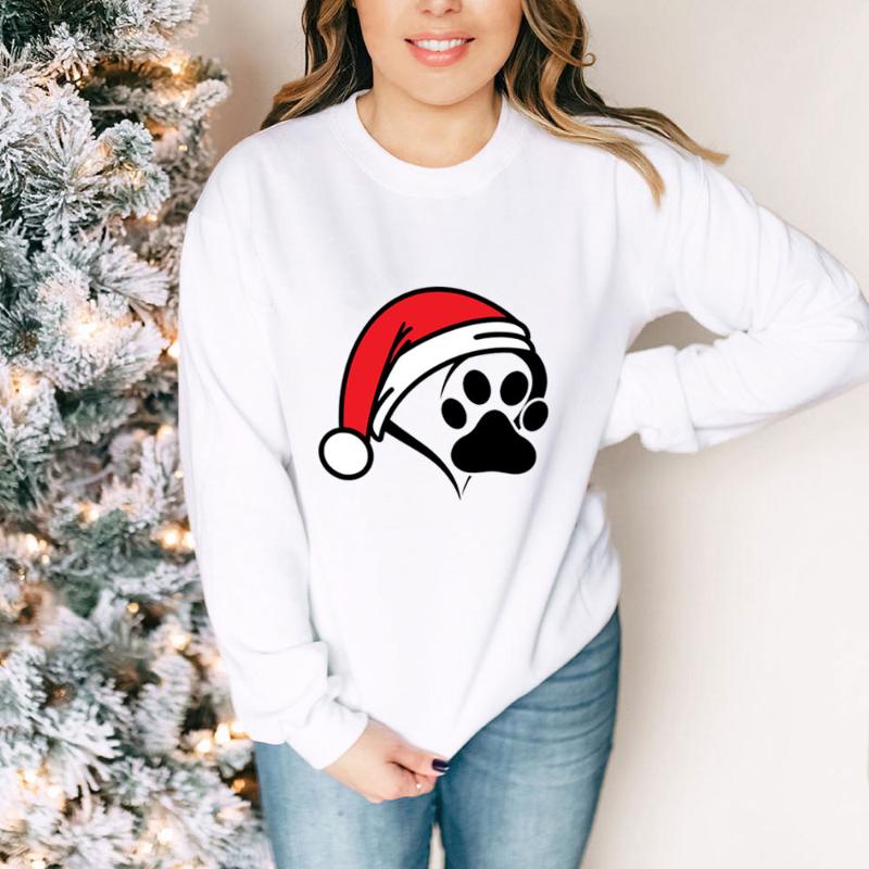 

Women' Hoodies & Sweatshirts Dog Christmas Arrival 100%Cotton Women Sweatshirt Unisex Funny Casual Winter Long Sleeve Top Lover Gift, White