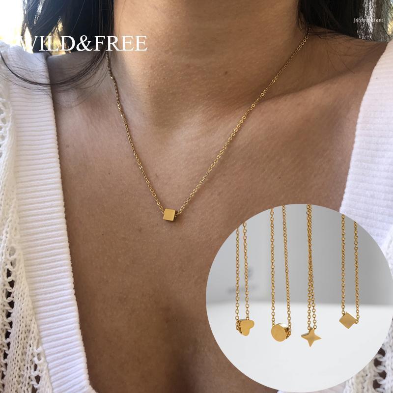 

Chains Wild&Free Women Simple Pendant Necklace S. Steel Solid Heart Square Round Geometric Sweater Choker Necklaces Collar Jewelry Gift1