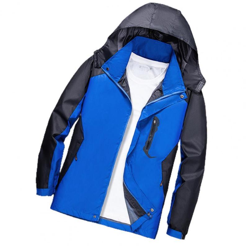

Men's Jackets Outdoor Jacket Coat Contrast Colors Waterproof Warm Retention Wear-resistant Spring For Climbing Male Clothes, Blue