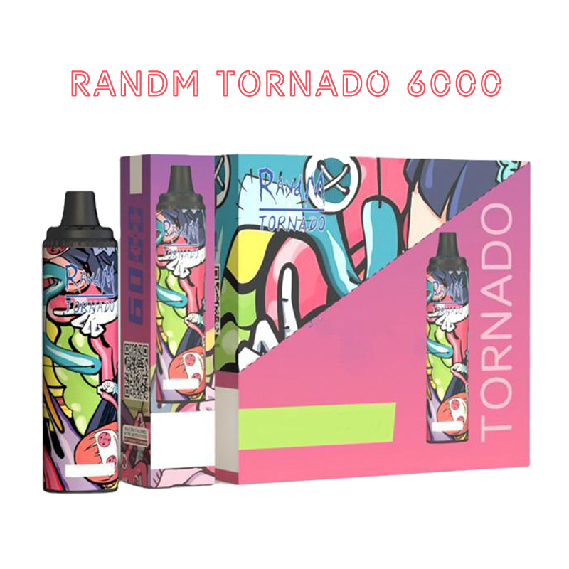 

Tornado Randm 6000 PUFFS Cigarette Disposable Vape Pen Device Pod 12ml Capacity 850mah Battery Rechargeable Type-C Air-Adjust Flow 12 Colors Original