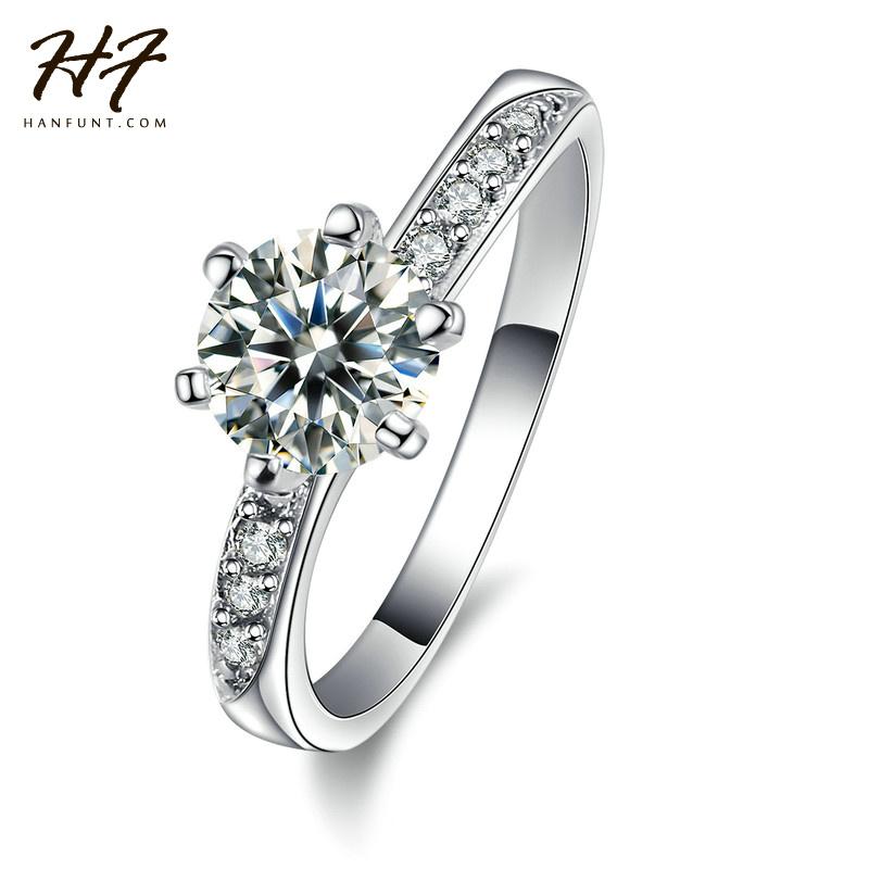 

Wedding Rings Sliver Color CZ Crystal 6 Prong Bijoux Fashion & Engagement Ring Jewelry For Women As Aniversay Gift R552, Slivery;golden