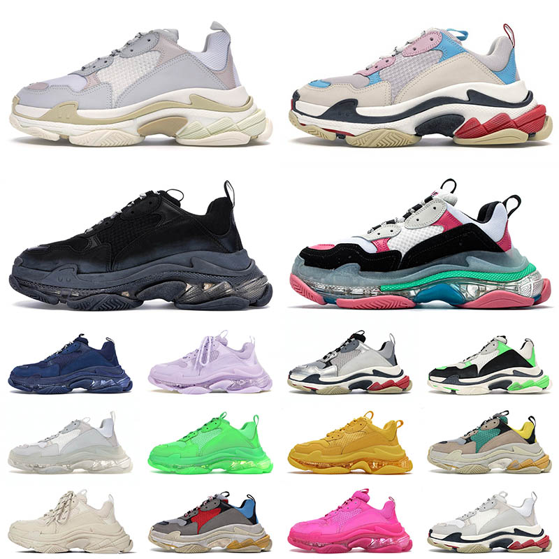 

2021 Triple S Clear Sole Casual Shoes Platform Sneakers 17FW Paris Luxurys Designer Vintage Old For Mens Women Fashion Trainers Jogging Walking, 7 36-45