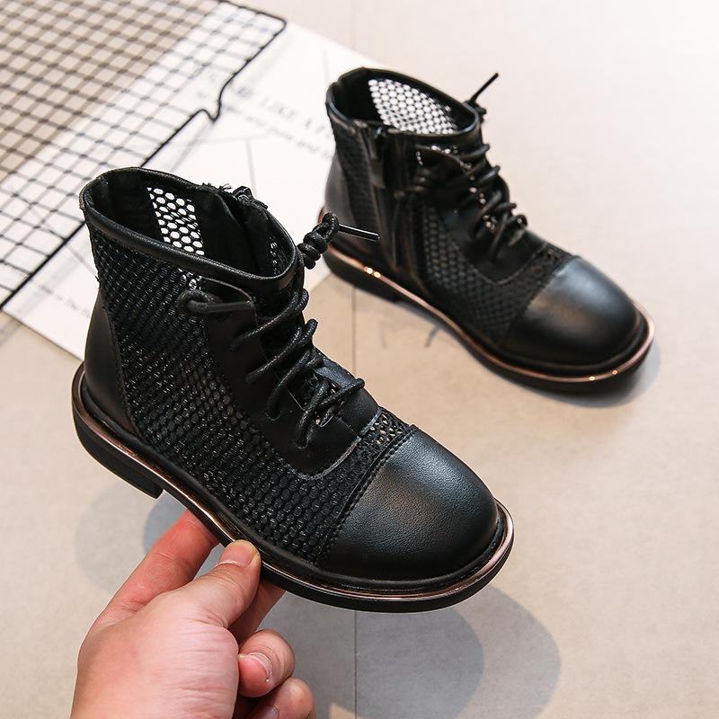 

Boots Girls Summer Children' Female British Style Net Short Thin Breathable Sandals, Black;grey