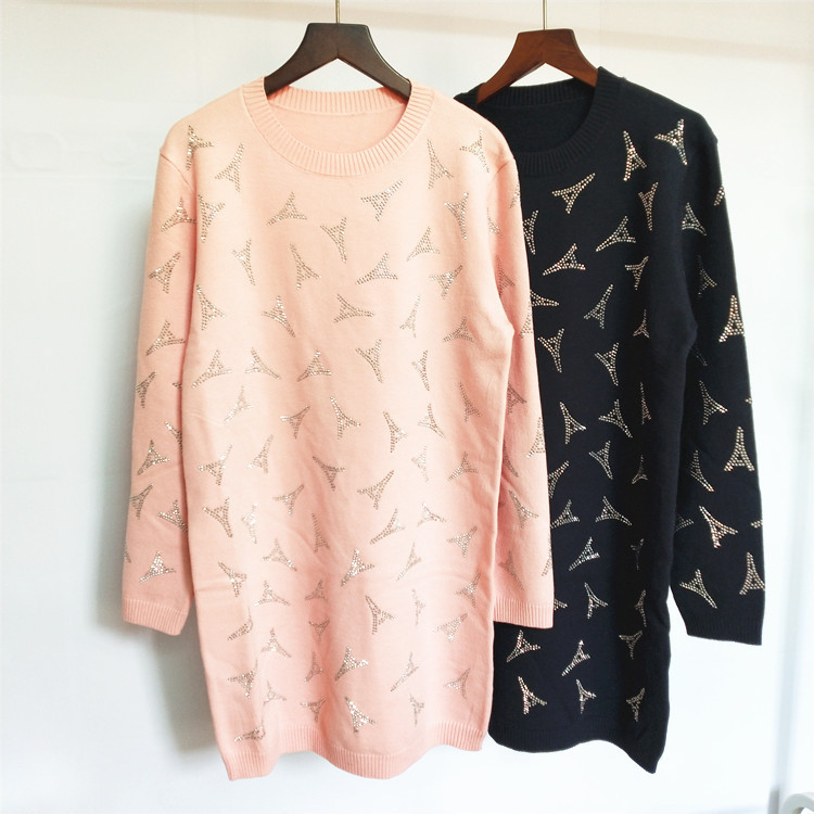 59% Off Factory Outlet Store style hot diamond Eiffel Tower knitted dress in autumn and winter-image-710914962