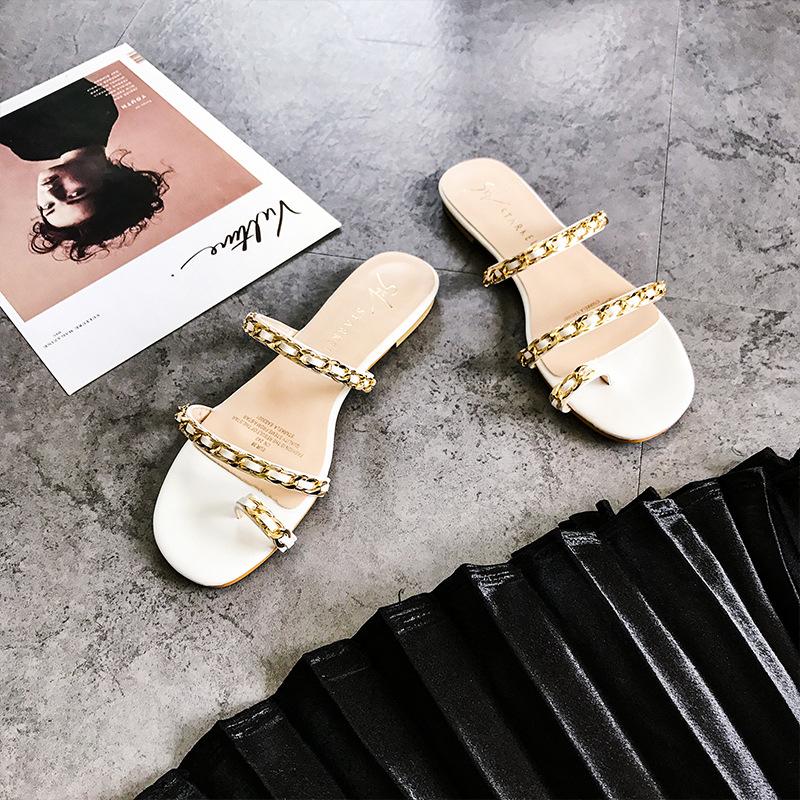 

Slippers Good Quality Summer Women Flip Flops Toe Ladies Sexy Beach Wild Leisure Chain Crystal Bling Shoes Fashion Slides, Black