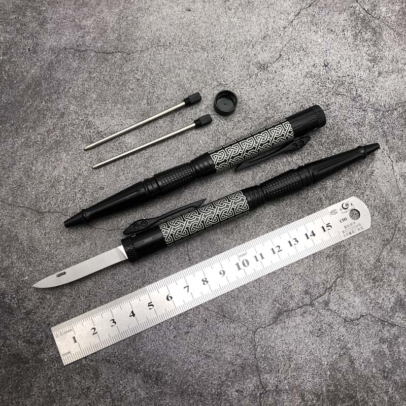 

High Quality Tactical PEN automatic self-defense OTF knife survival portable camouflage EDC Letter opener replaceable filler pen knives Aviation Aluminumnti-skid