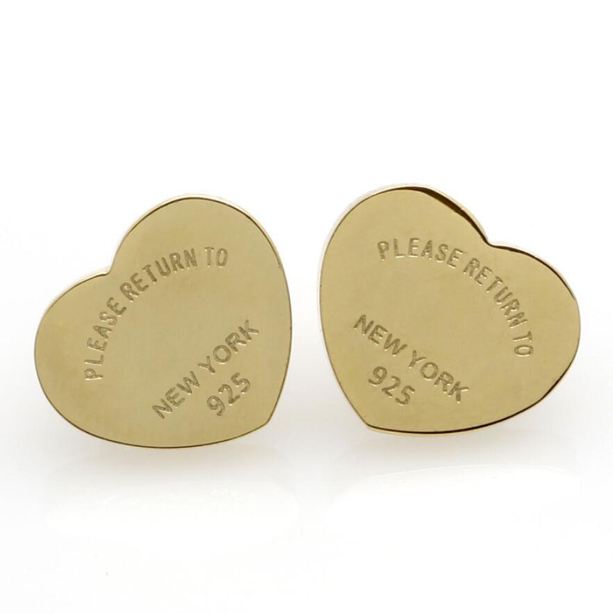 

Fashion Stainless Steel Brand T Heart Stud Earrings For Women Lady Luxury Designer Earring Wedding Jewelry Gift