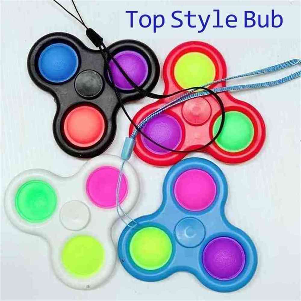 

With Lanyard Fidget Spinner Toys Push Bubble Simple Key Ring Sensory Finger Bubbles Keychain Fingertip Kids Adult Stress Relief Squeeze Balls G33I2OY