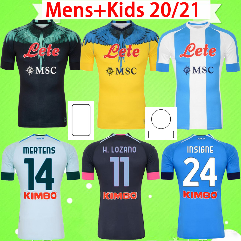 

#10 Maradona 2020 2021 Napoli Soccer Jerseys Home Away Third Naples Football Shirt goalkeeper 20 21 MERET MANOLAS INSIGNE LOZANO CALLEJÓN MILIK Mens Kids Kit yellow, Kids kit 20/21