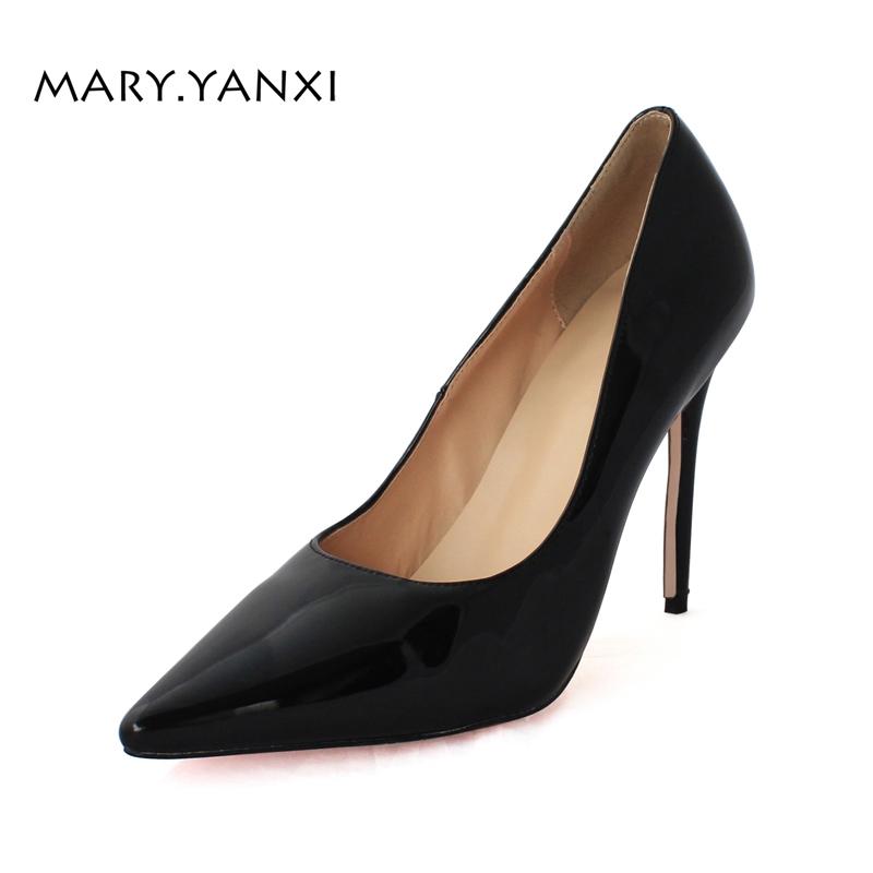 

Dress Shoes Spring/Autumn Women Pumps Lady Genuine Leather High Heel Thin Heels Pointed Toe Fashion Party Slip-On Shallow Solid, Black