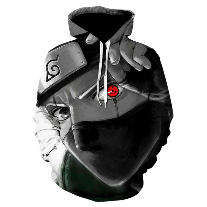 

New Arrival Harajuku Anime Hoodi atake Kakashi 3D Printing Pullover Sweatshirt Hip Hop Long Sve japane streetwear, Black