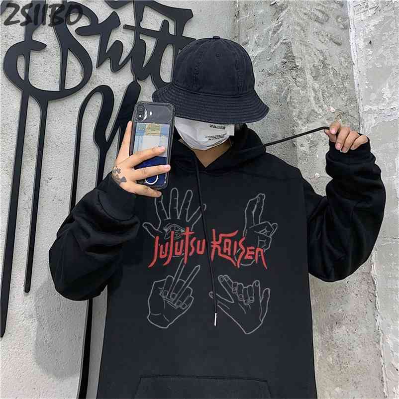 

Harajuku Jujutsu Kaisen Men's Hoodies Unisex Yuji Itadori Printed Anime Hoodie Male Streetwear Fashion Casual Sweatshirt Coat 210720, Hei