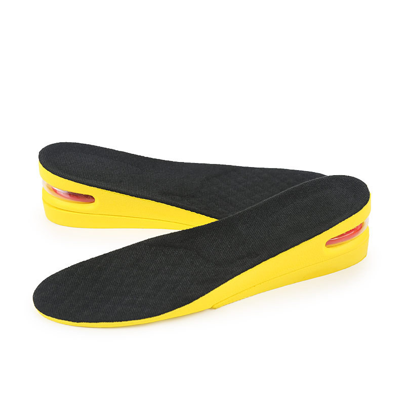 

2 Layers Unisex Black Insole PU Invisible Height Increase 5 cm Blue Shoe Pad lift Air Cushion For Boots And High-top Sneaker Insoles, White;pink