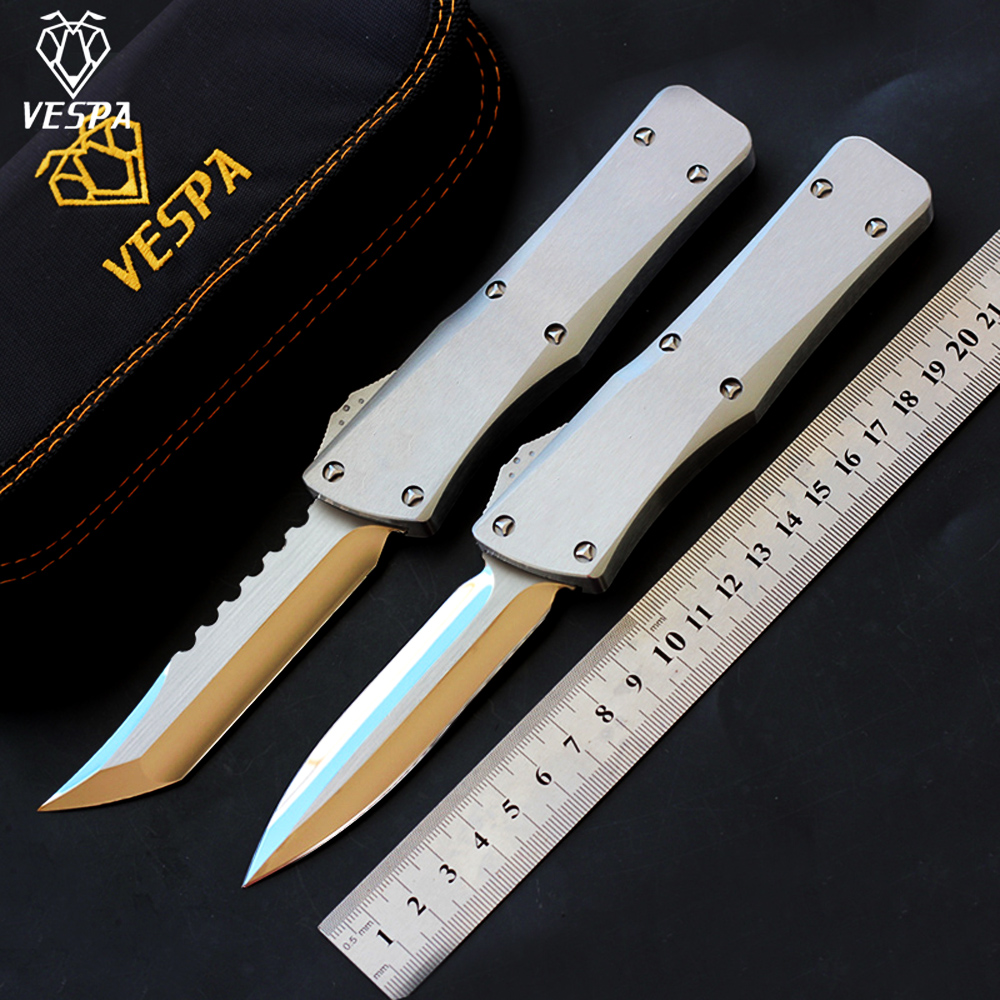 

High-End VESPA knife Tactical Combat Automatic EDC D/E M390 blade Handmade Polishing Stainless Steel Handle hunting knives camping outdoor survival tool
