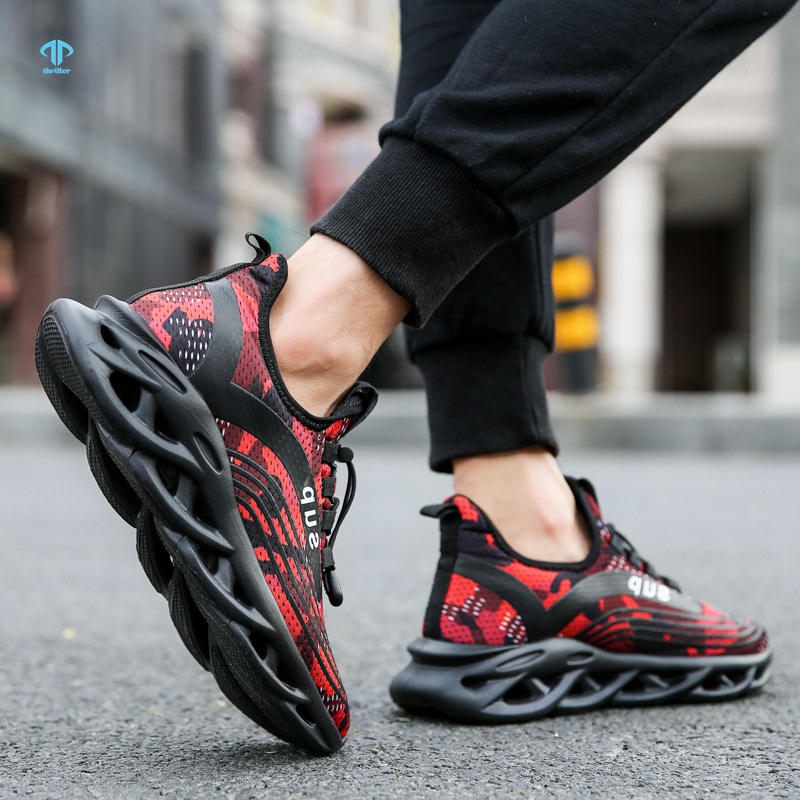 

THRILLER Men Spring Blade Camouflage Running Shoes Flying Knit Basketball Mesh Breathable Casual Non-Slip Sneakers