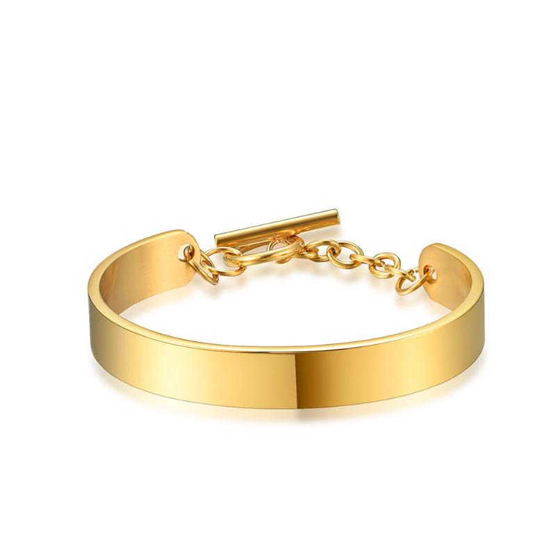 

Bangle 10mm T-shaped Buckle Smooth Bracelet Men And Women Titanium Steel
