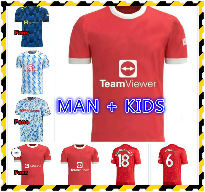 

2021 2022 Manchester Top FC soccer jersey GREENWOOD POGBA RASHFORD Long Sleeve football shirt BRUNO FERNANDES MARTIAL UTD kit 21 22 man Kids uniform, Black;yellow