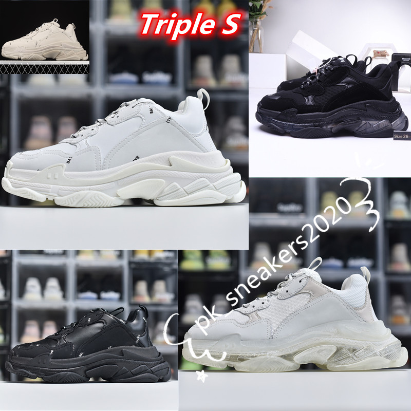 

2022 Crystal Bottom Clear Sole Paris Triple S Shoes 17FW Sneakers Letter Black Cream Red Dad Platform Retro Ladies Mens Womens Casual Trainers, Customize