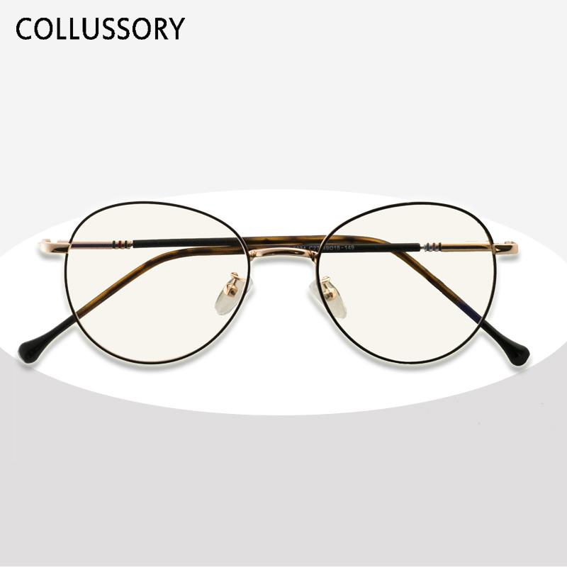 

Fashion Sunglasses Frames Anti Blue Light Glasses Retro Round Eyeglasses For Women Men Metal Vintage Optical Brand Designer Eyewear Solid Fr, Black