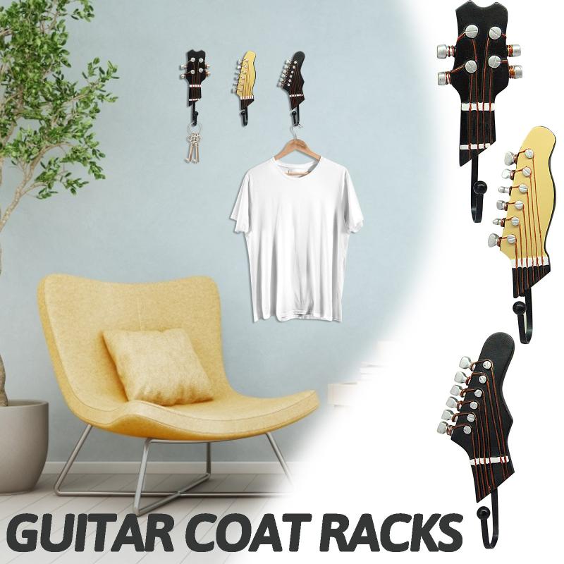 

Clothing & Wardrobe Storage Creative Guitar Wooden Coat Racks Holder Set Wall Mounted Hook Hanger Decoration Hat Organizer Rack Wood Shelf