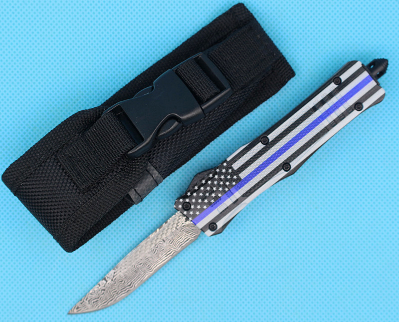 

Blue Flag 7 Inch 616 Mini Auto Tactical Knife 440C Laser Pattern Blade 2 Style Available EDC Pocket Knives