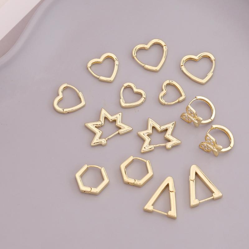 

Hoop & Huggie Punk Metal Earring For Women Girls Fashion Hip Hop Gold Color Heart Star Triangle Geometric Party Gift