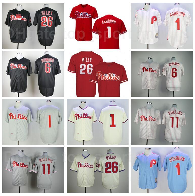 

Retror 1921 1948 1950 1983 Vintage Baseball 1 Richie Ashburn Jersey 26 Chase Utley 6 Ryan Howard 11 Jimmy Rollins Retire Pinstripe Team, Blue;black