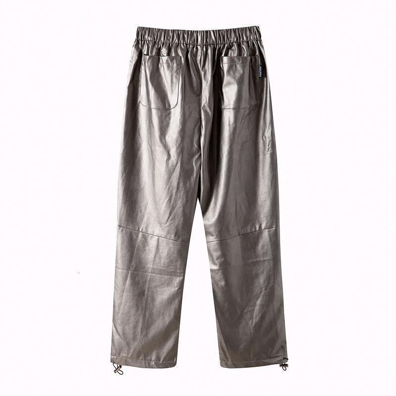 

Men's High Street Fashion Casual Straight Jogger Pu Leather Pants Streetwear Mens Loose Fit Hip Hop Punk Men And Women, Black