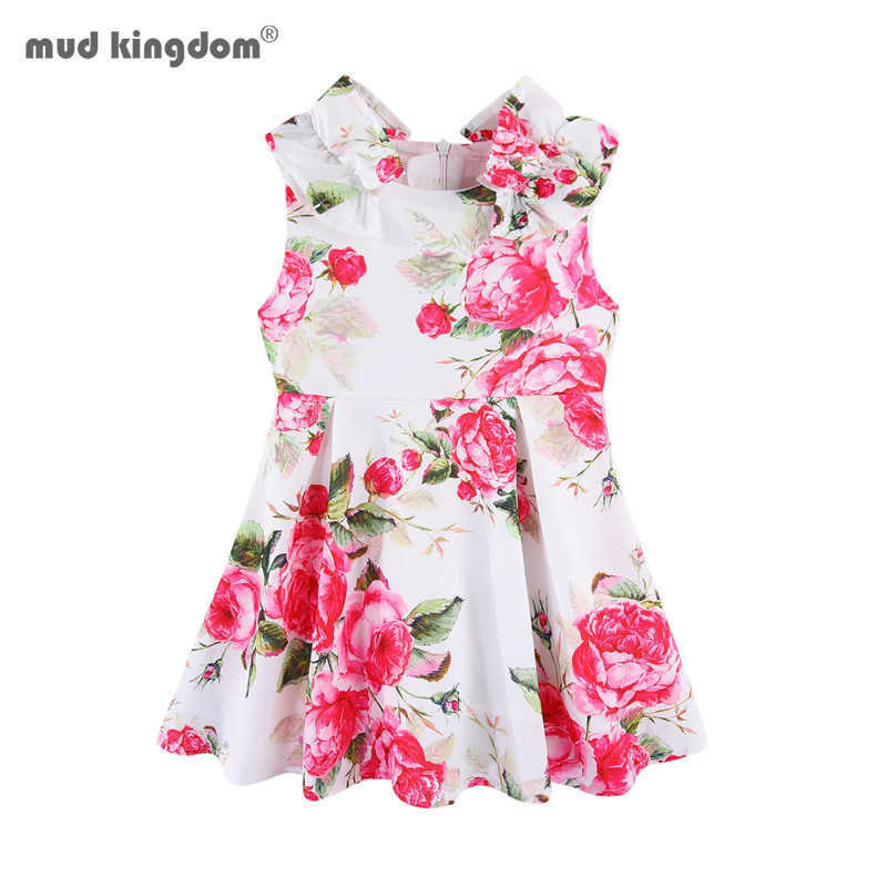 

Mudkingdom Toddler Girls Sleeveless Dress Floral Print for Kids Summer Clothing Vestido Baby Clothes Princess Long 210615, Beige