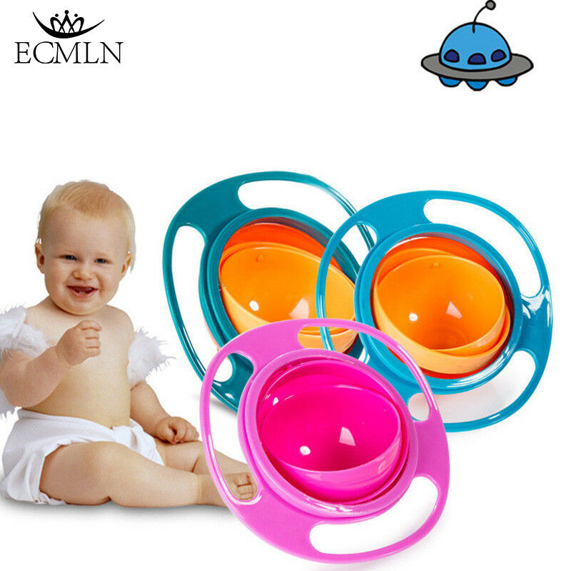 

Baby Anti Spill Bowl 360 Rotate Universal Gyro Gravity Kids Feeding Training Cup UFO Top Bowel 8802138