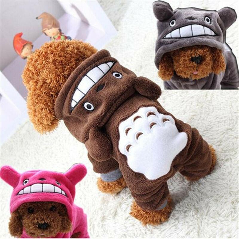 

Dog Apparel Winter Pet Sweaters Totoro Costume Sweater Hoodie Coat Coral Fleece Vest Puppy Cat Clothes US, Gray