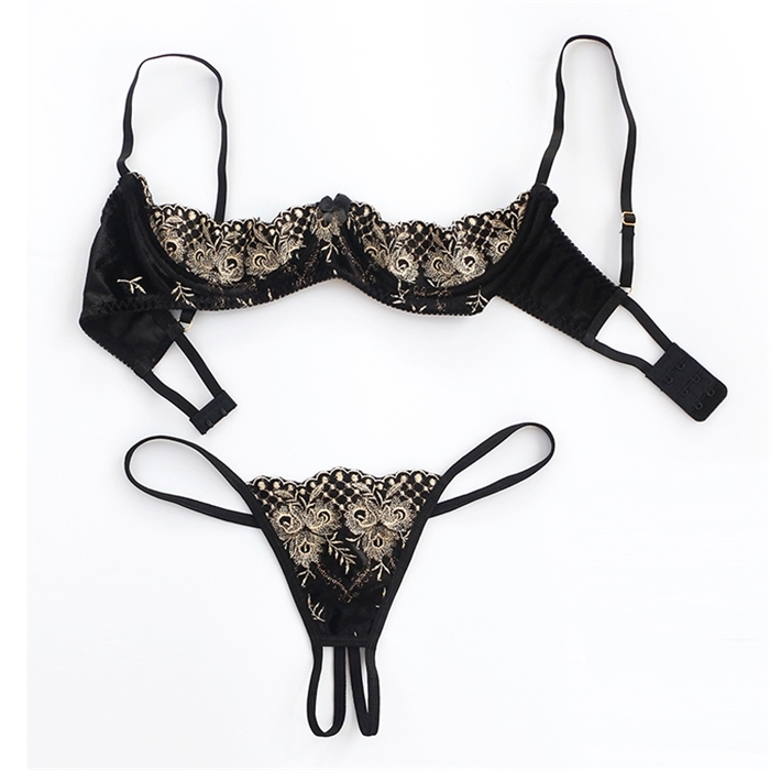 

Black Lace See Through Bra and Panty Set Sexy Push Up Hollow Out Underwire Embroidery Cupless Bra Lingerie Set Dropshipping, Red
