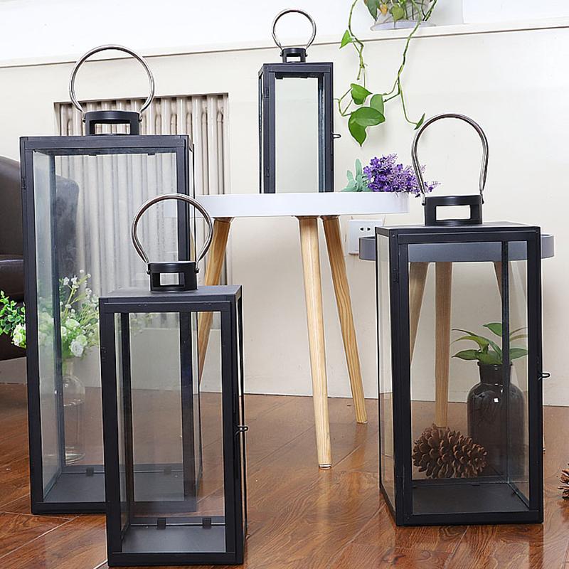 

Candle Holders European Simple Wrought Iron Holder Retro Outdoor Windproof Glass Candlestick Centerpiece Bougeoir Home Decoration AH50CH